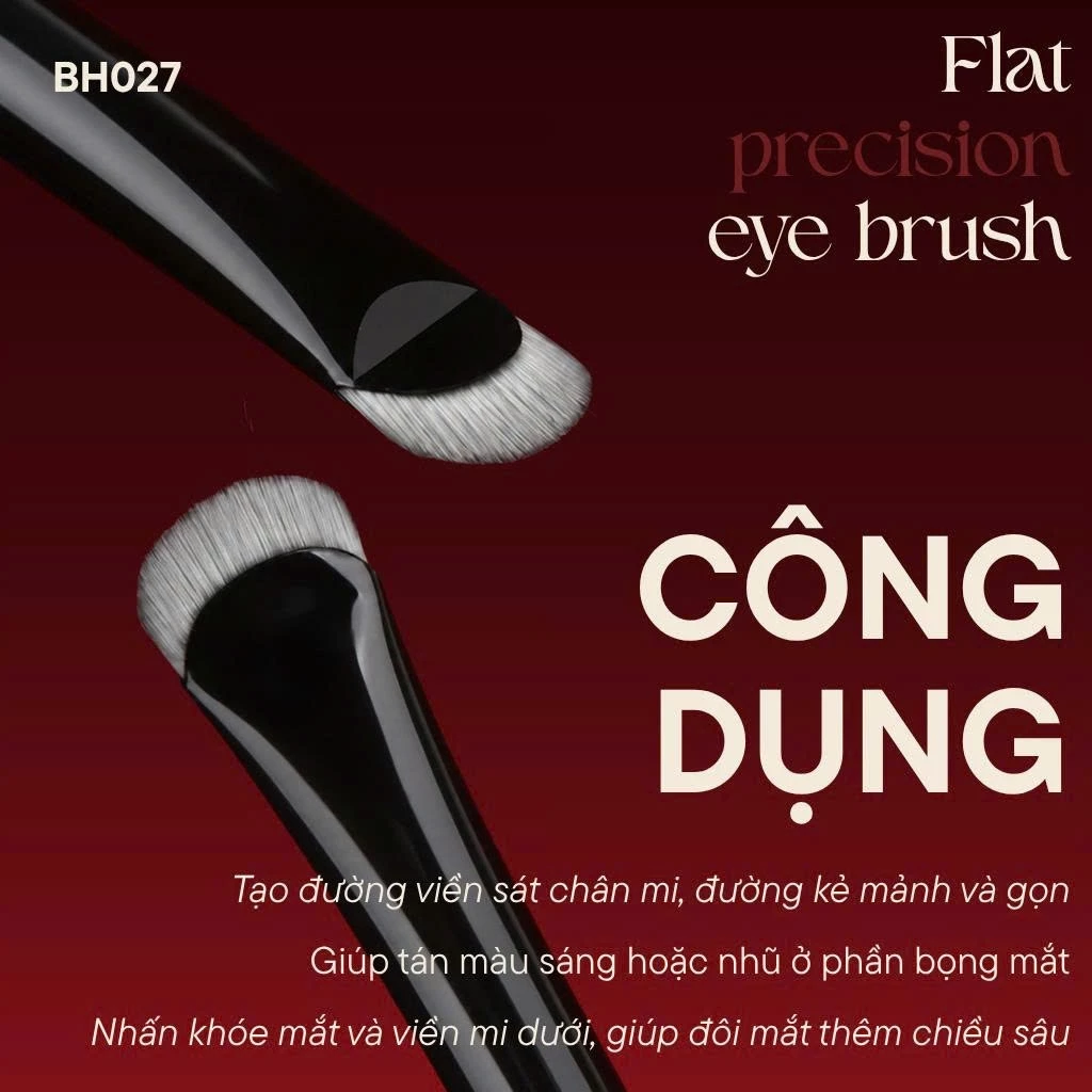 Cọ Đánh Bọng Mắt Vẽ Eyeliner Vẽ Mày Siêu Mảnh Đầu Lưỡi Liềm Bh Cosmetics Thin Crescent Liner Brush BH027